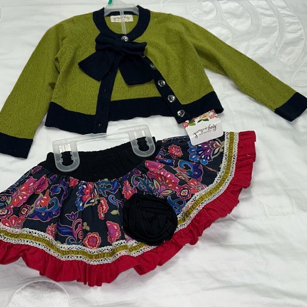 Persnickety mossy woods skirt cardigan set sz 3